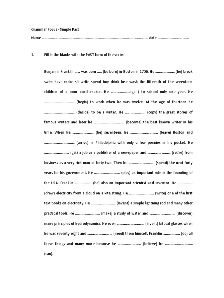 Simple Past Grammar Exercises | PDF