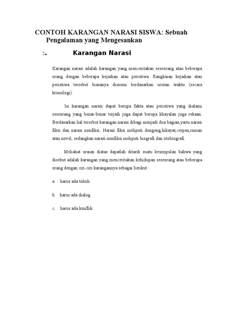 Contoh Karangan Narasi Dll