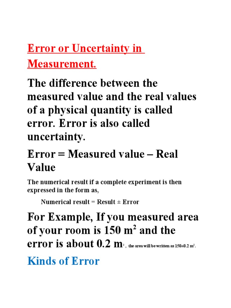 Error or Uncertainty in Measurement | PDF | Observational Error ...