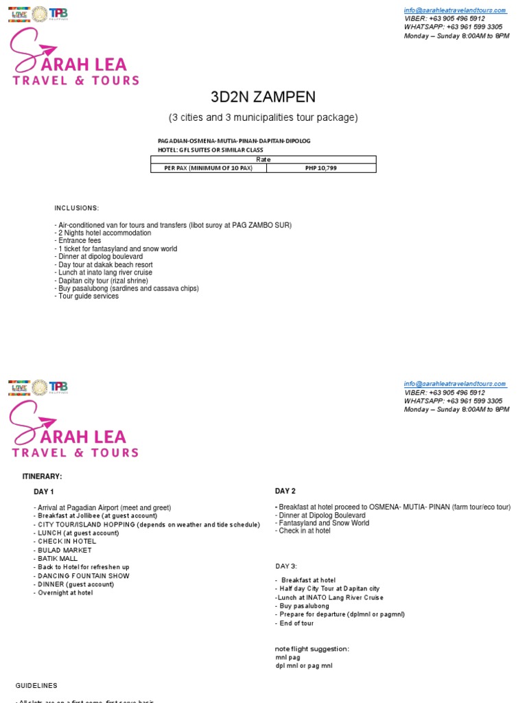 3D2N Zampen Tour Package Offer | PDF