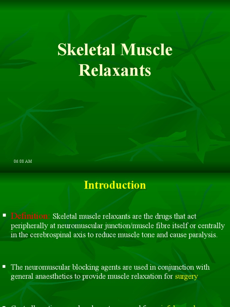 Skeletal Muscle Relaxants PDF Clinical Medicine Pharmacology