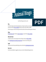 Animal Bingo Cards and Directions