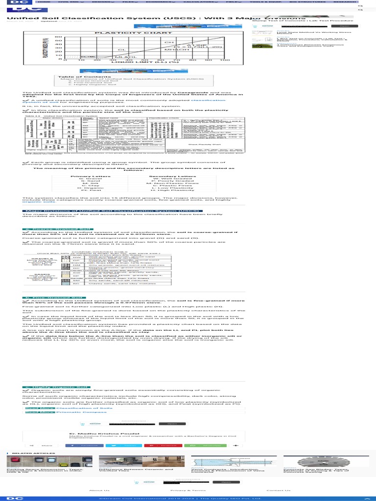 Unified Soil Classification System Overview | PDF