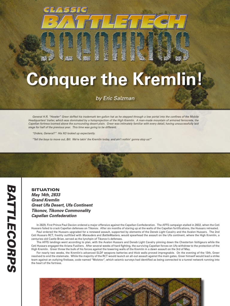 Classic Battletech Scenarios - Conquer The Kremlin | PDF | Platoon ...