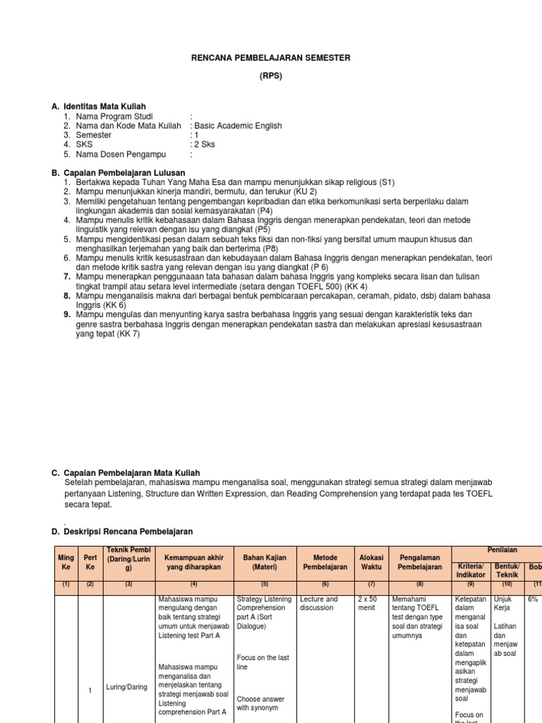 Rps Basic Academic English | PDF