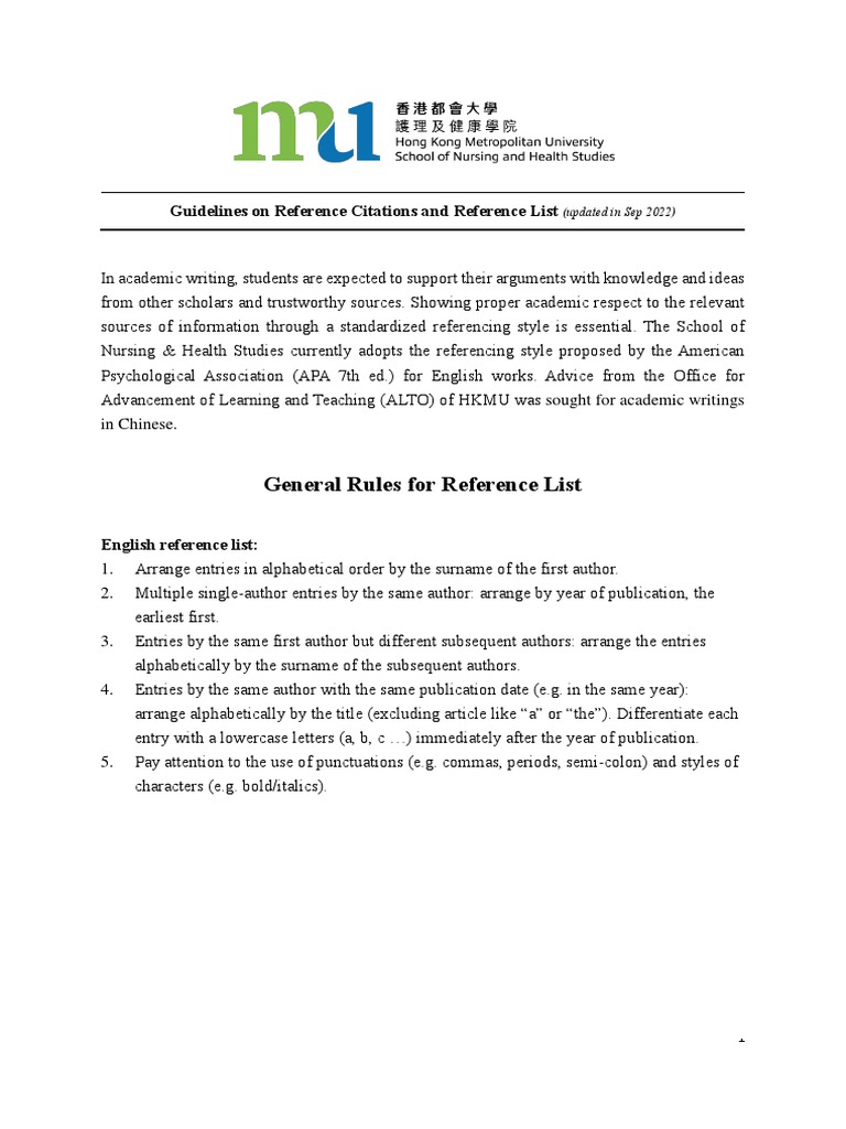 Guidelines for Reference Citations | PDF | Citation | Thesis