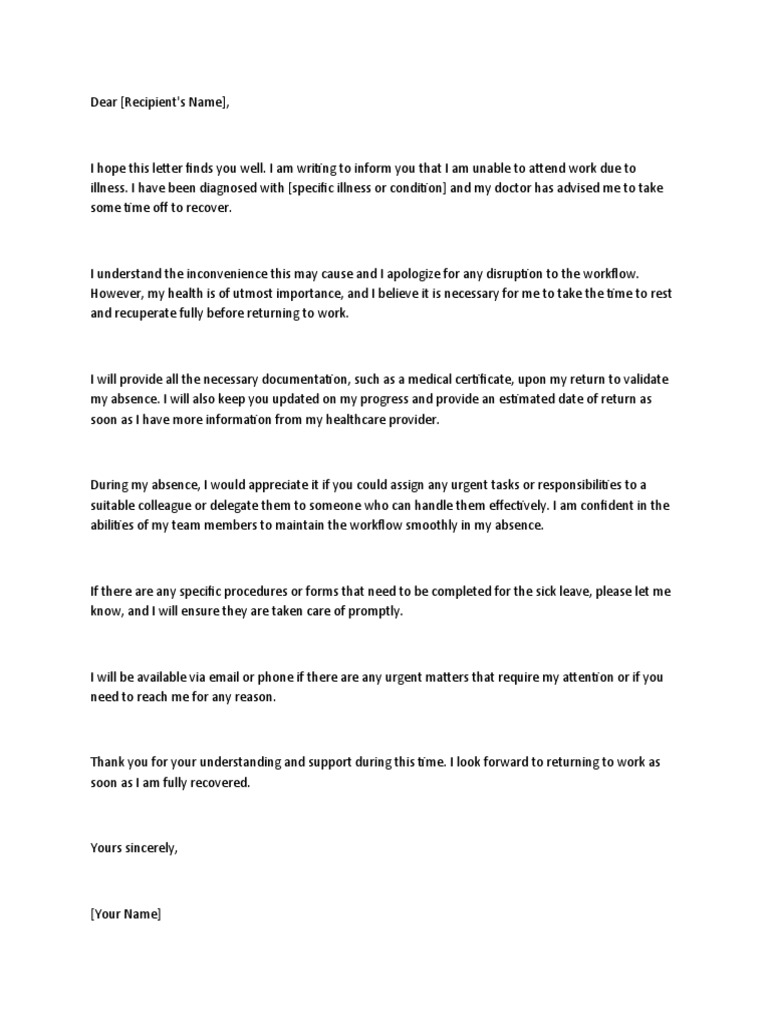 Sick Leave Sample Letter | PDF