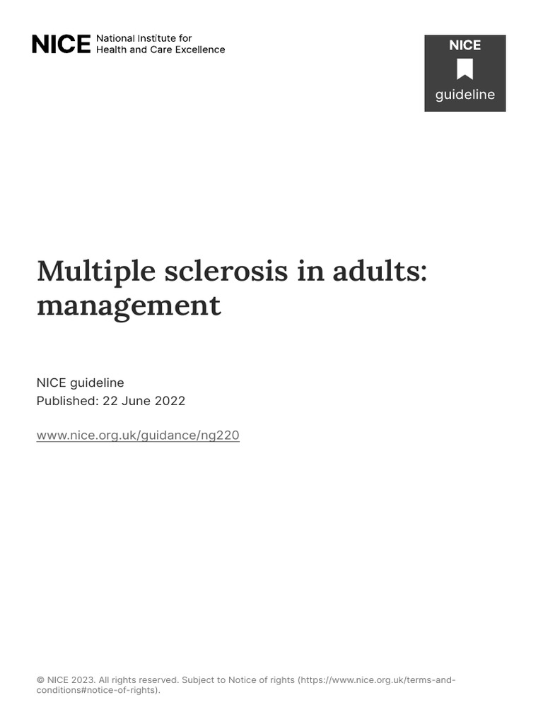 NICE MS Management Guidelines NG220 | PDF | Multiple Sclerosis | Neurology