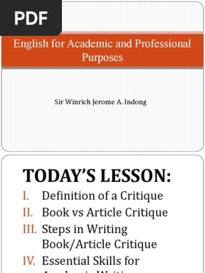 Writing a Book or Article Critique