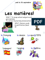 Les Matières!: Lundi Le 26 Septembre