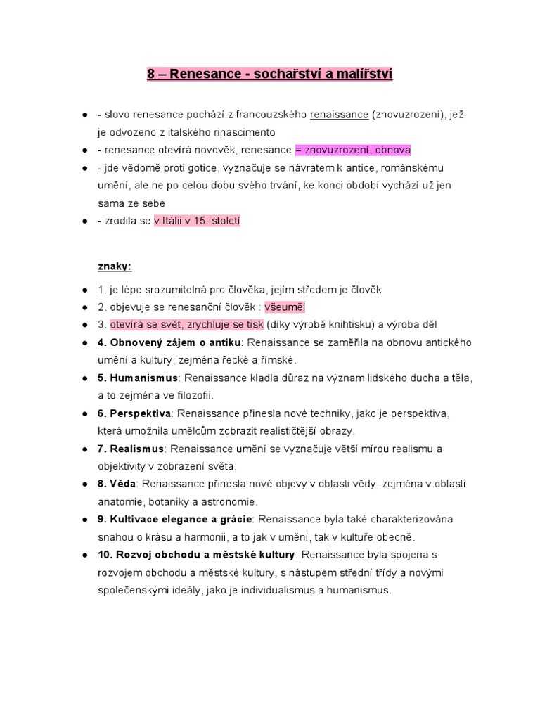 8 - Renesance - Sochařství A Malířství | PDF