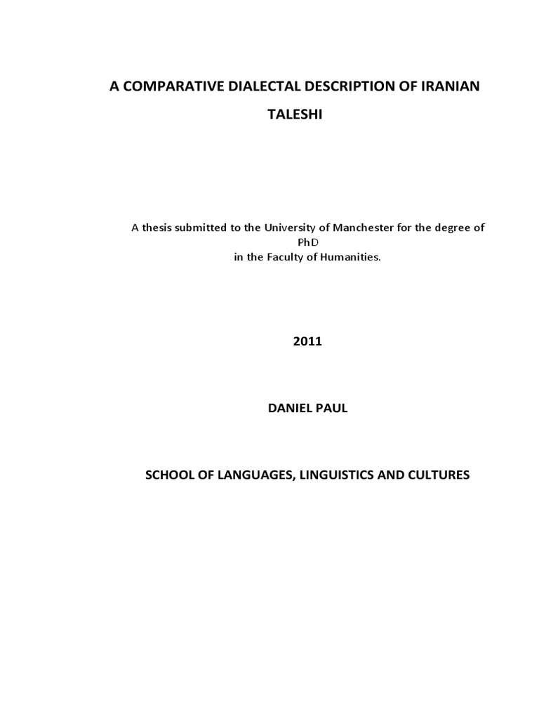 Dialectal Features of Iranian Taleshi | PDF | Foreign Language Studies ...