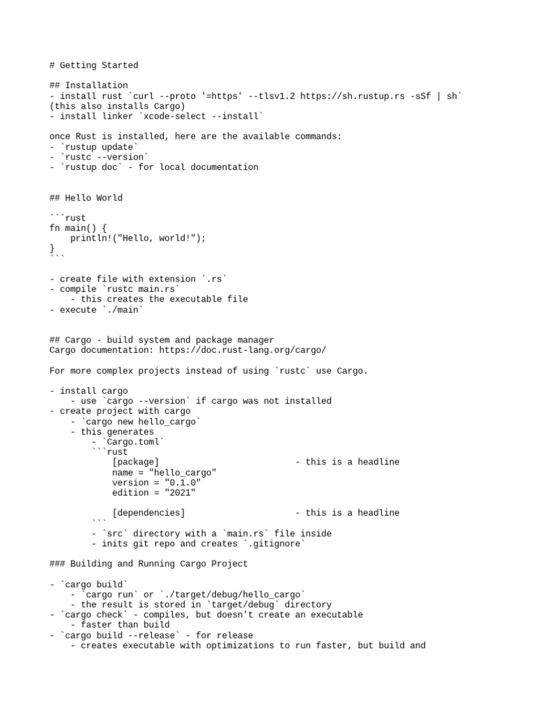 Getting Started in Rust | PDF