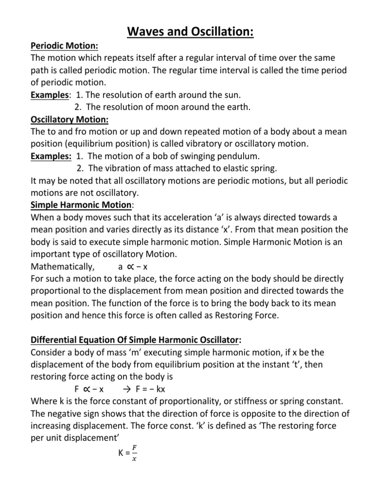 Waves and Oscillation | PDF | Oscillation | Mechanical Engineering