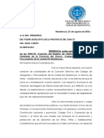 Opinion Elevada A Presidencia P.Legislativo Sobre Proyecto de Ley Registro de Obstructores de Vinculos Familiares.