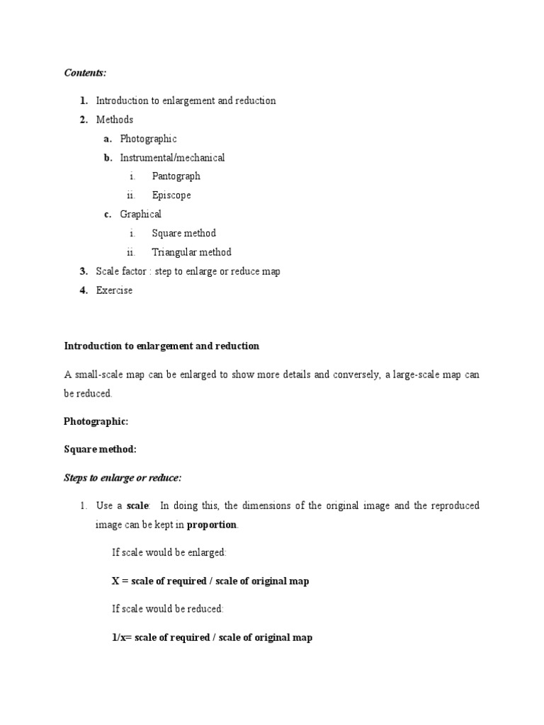 Map Enlargement and Reduction Methods | PDF