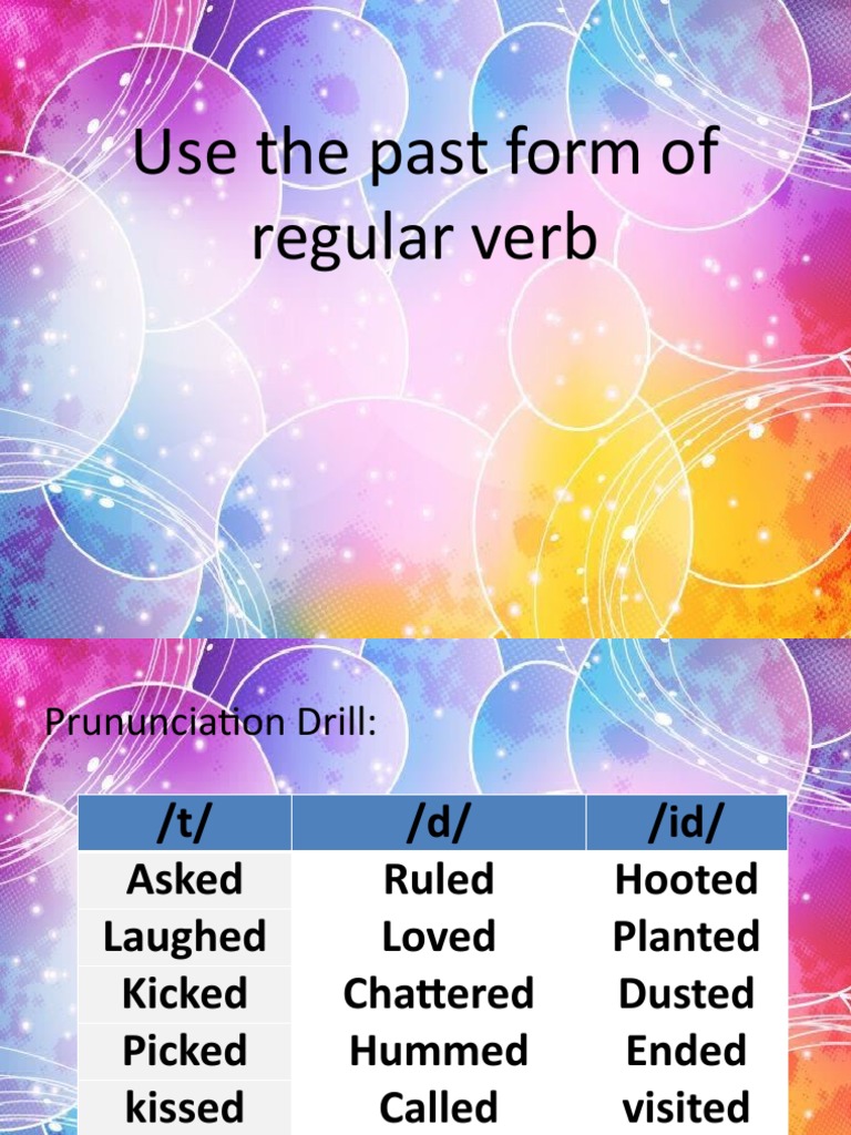 Cot No 2 English Past Form of Regular Verb PDF Grammatical Tense