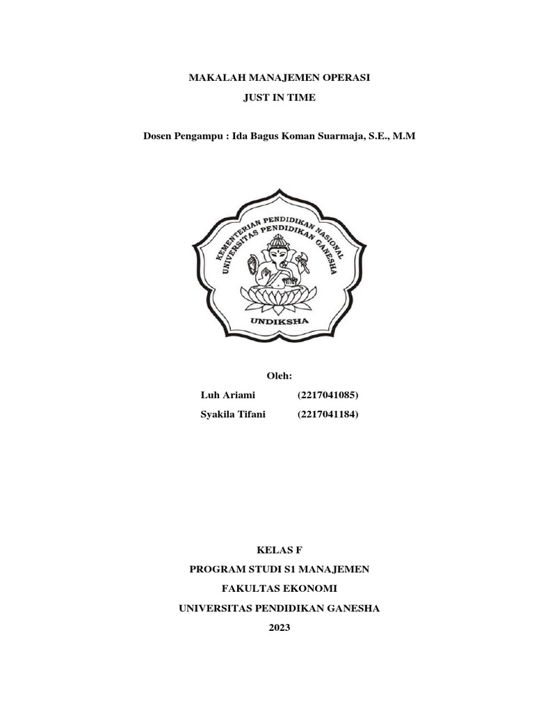 Manajemen Just In Time dalam Operasi | PDF