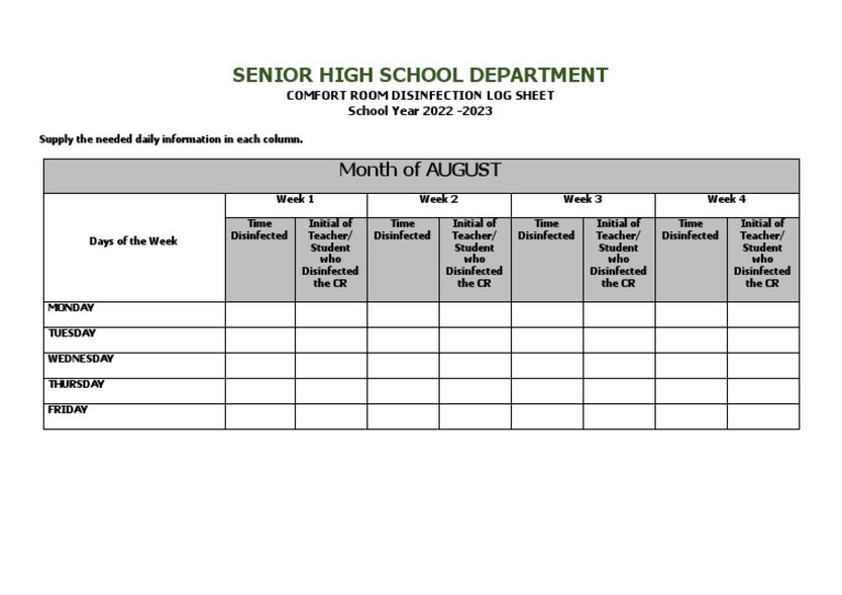 Disinfection Log Sheet CR PDF