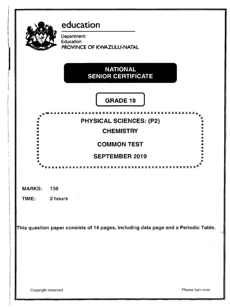 PHY SEP 2019 P2 Grade 10 QP and MEMO | PDF