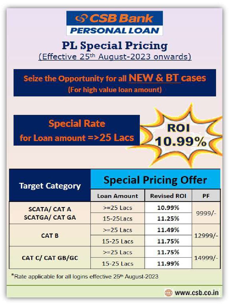 CSB Offer Rates 25 Aug 23 | PDF