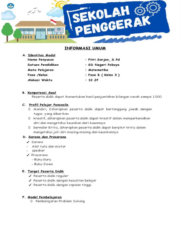 Modul Ajar Matematika Kelas 3 Pdf