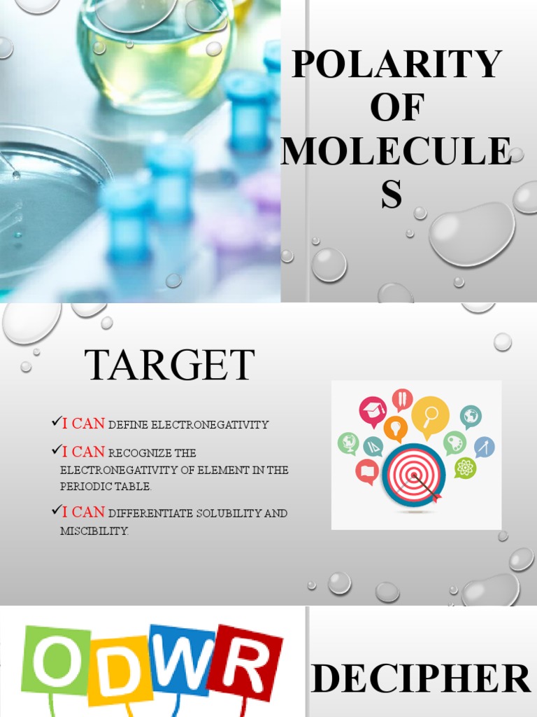 Polarity of Molecules PDF Chemical Polarity Chemical Bond