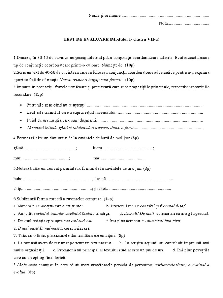 Test VII, M1 | PDF