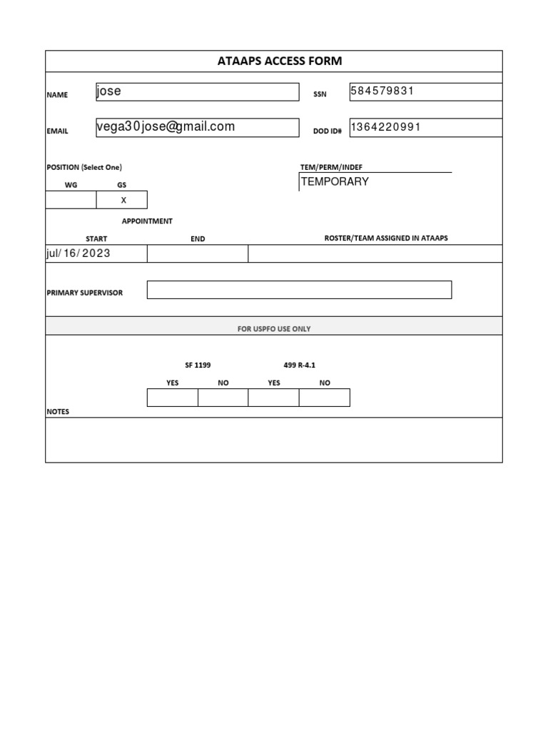 New ATAAPS Access Form PDF