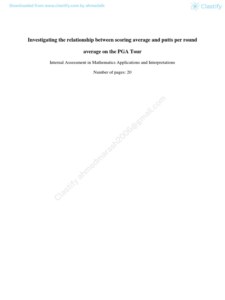 Investigating The Relationship Between Scoring Average and Putts Per