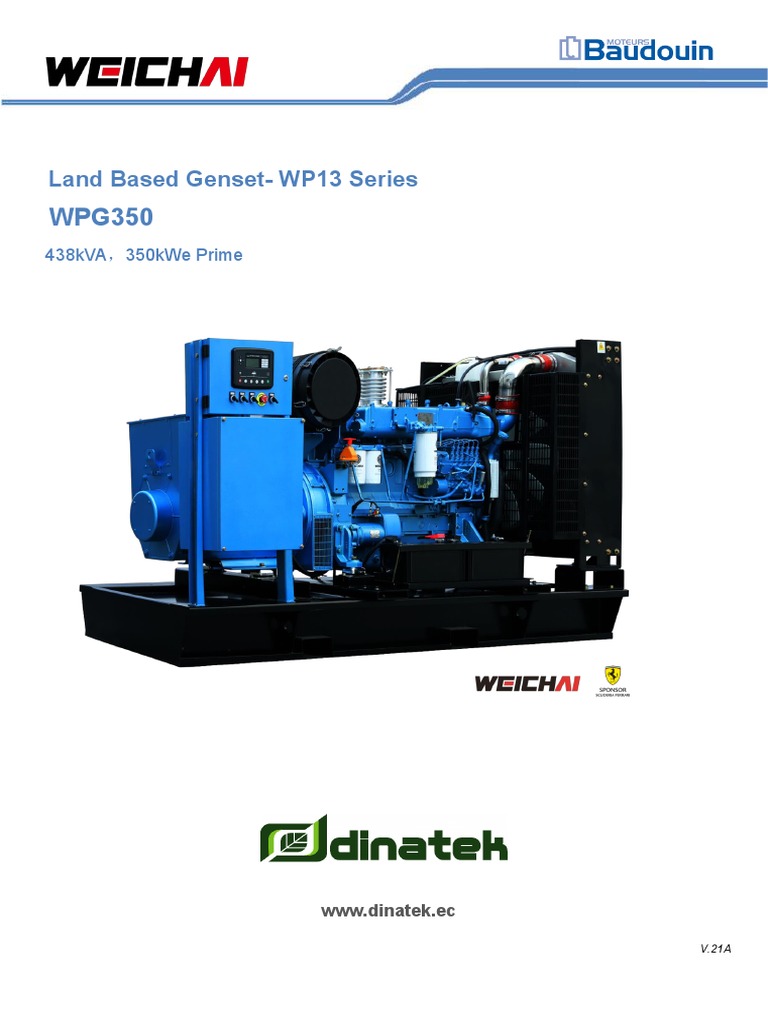 Weichai WP13 Series 438kVA Genset Specs | PDF | Engines | Propulsion