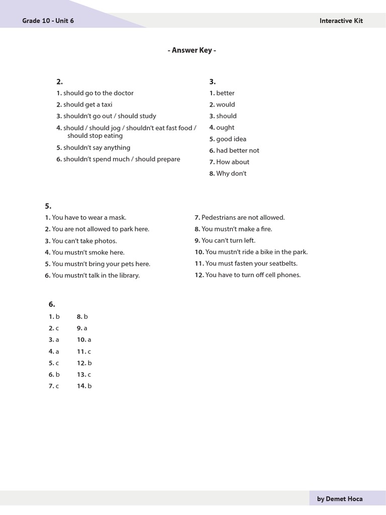 10.6 Answer Key | PDF
