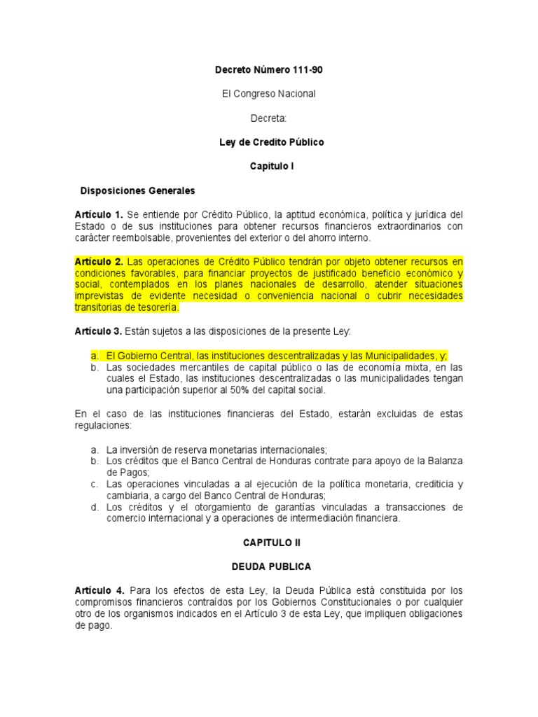 Ley de Credito Publico PDF Deuda gubernamental Presupuesto