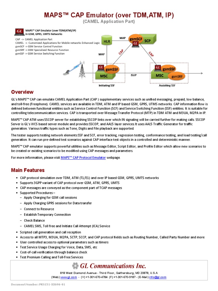 CAP Emulator Over TDM IP Using MAPS Brochure PDF Asynchronous