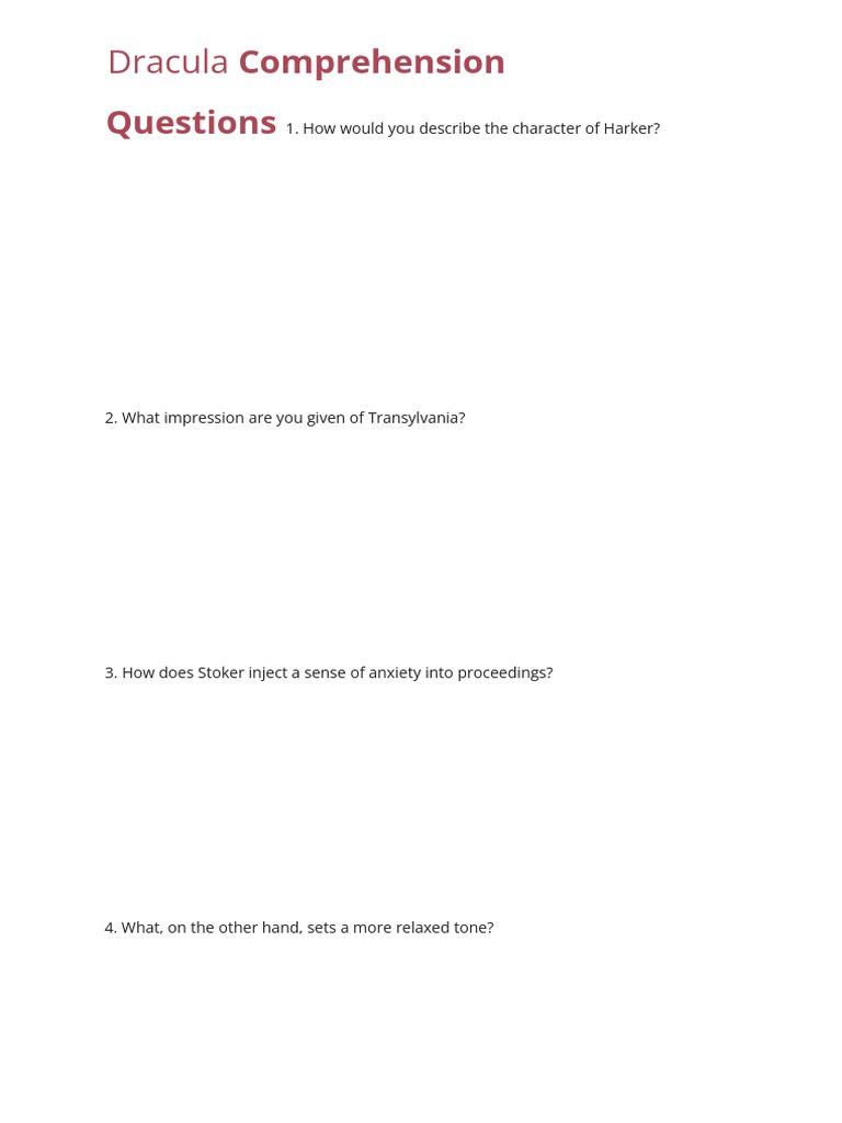 DRACULA READING QUESTIONS intelligence overview
