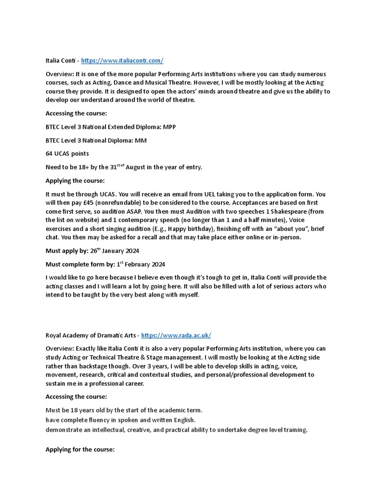 Baseline Assessment For Acting Courses Pdf Acting Marketing