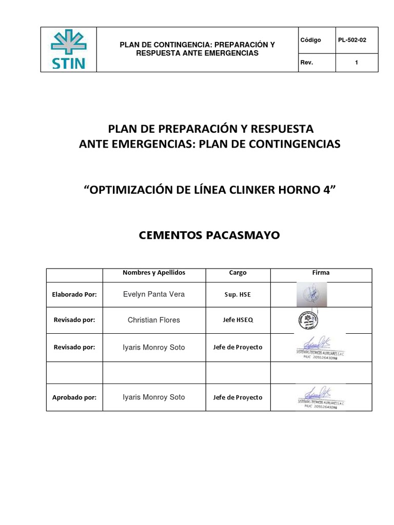 Plan de Contingencia para Emergencias | PDF | Primeros auxilios ...