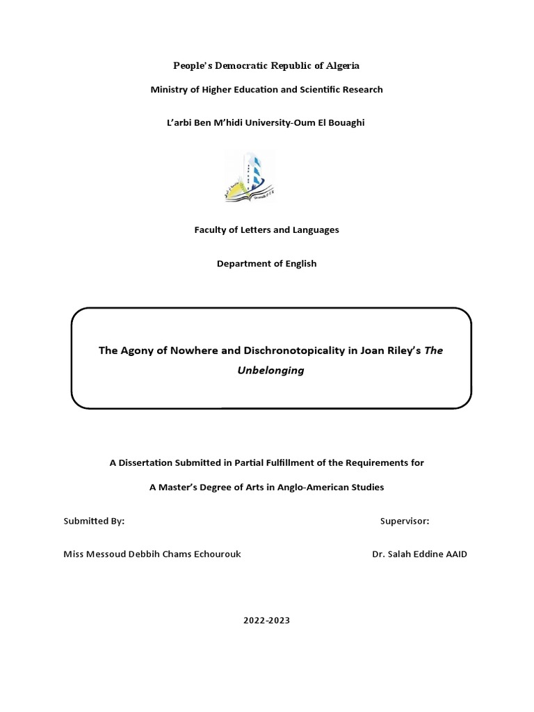 Dischronotopicality in Joan Riley's Work | PDF