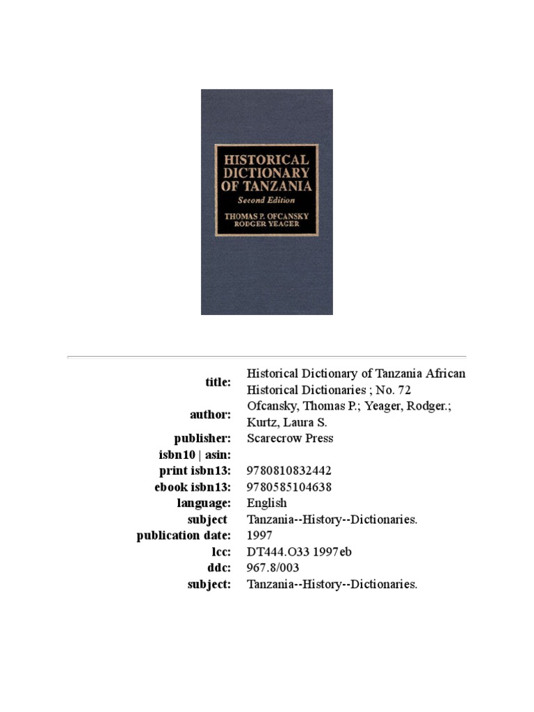 thomas-p-ofcansky-historical-dictionary-of-tanzania-1997-the