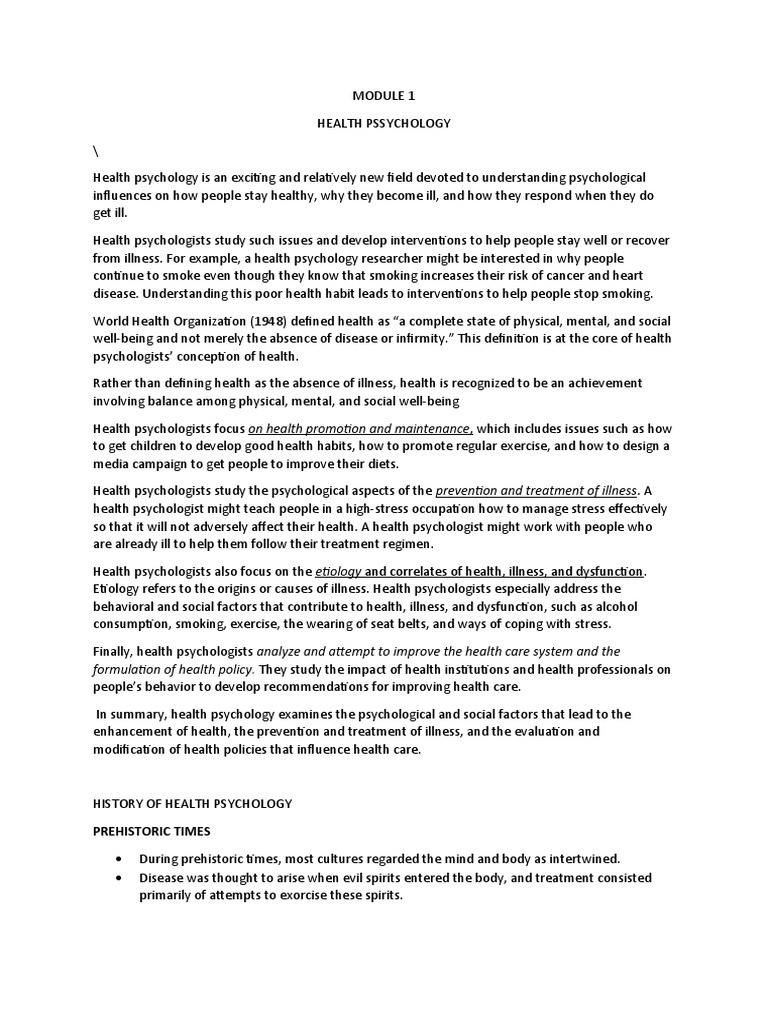 Module 1 Health Psychology Pdf