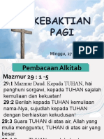 Kebaktian Pagi: Minggu, 27 Agustus 2023