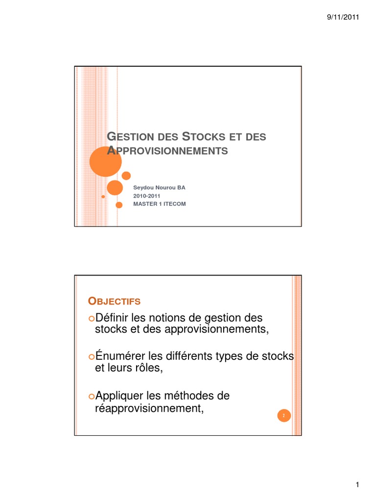 Gestion des Stocks et Approvisionnements | PDF | Économie