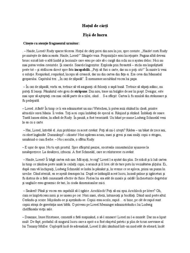 Hotul De Carti Rezumat Hotul de Carti | PDF