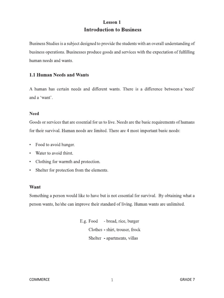 Grade 07 Commerce (01st Lesson) | PDF