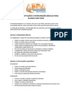 Ajustes, Adaptações e Intervenções Básicas para Alunos Com Tdah