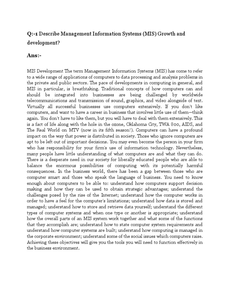 Growth of Management Information Systems | PDF | Management Information ...