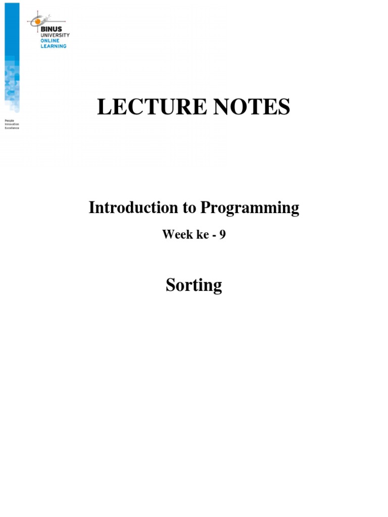 Lecture Notes: Introduction To Programming | PDF