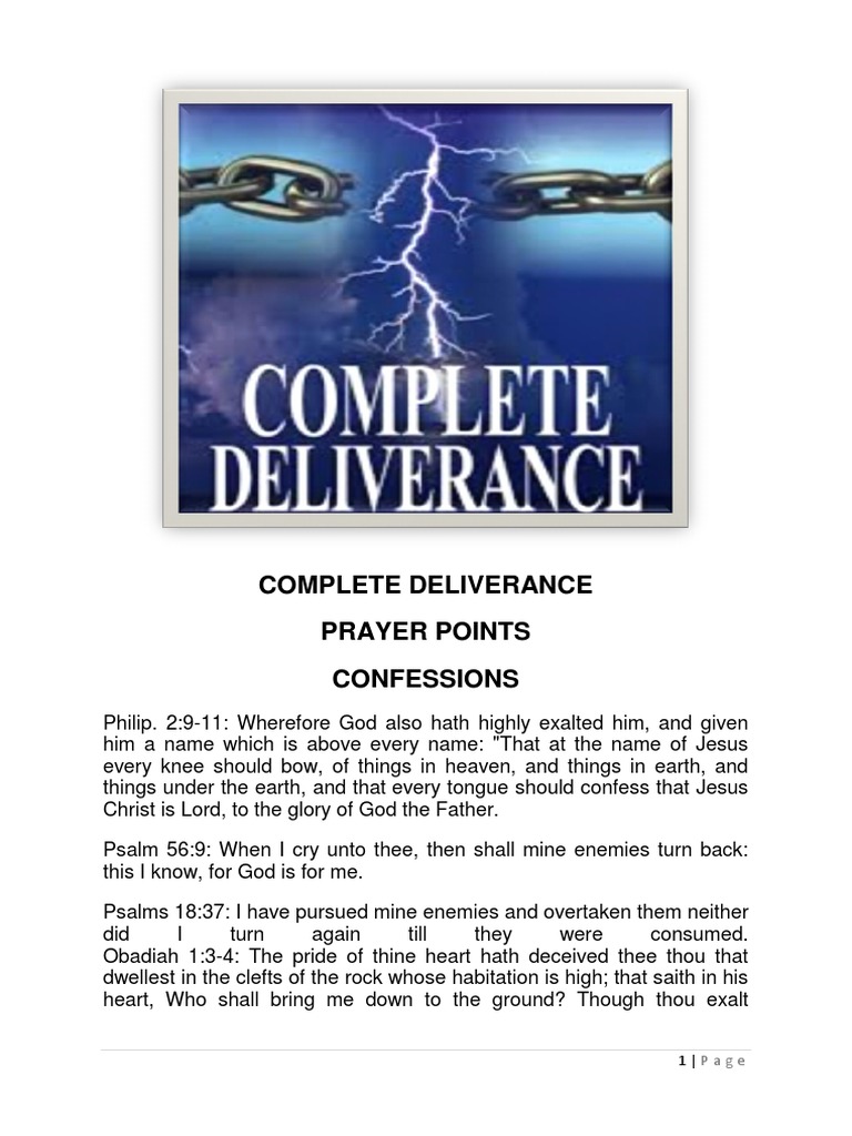 Complete Deliverance Prayer Points Pdf Witchcraft Jesus