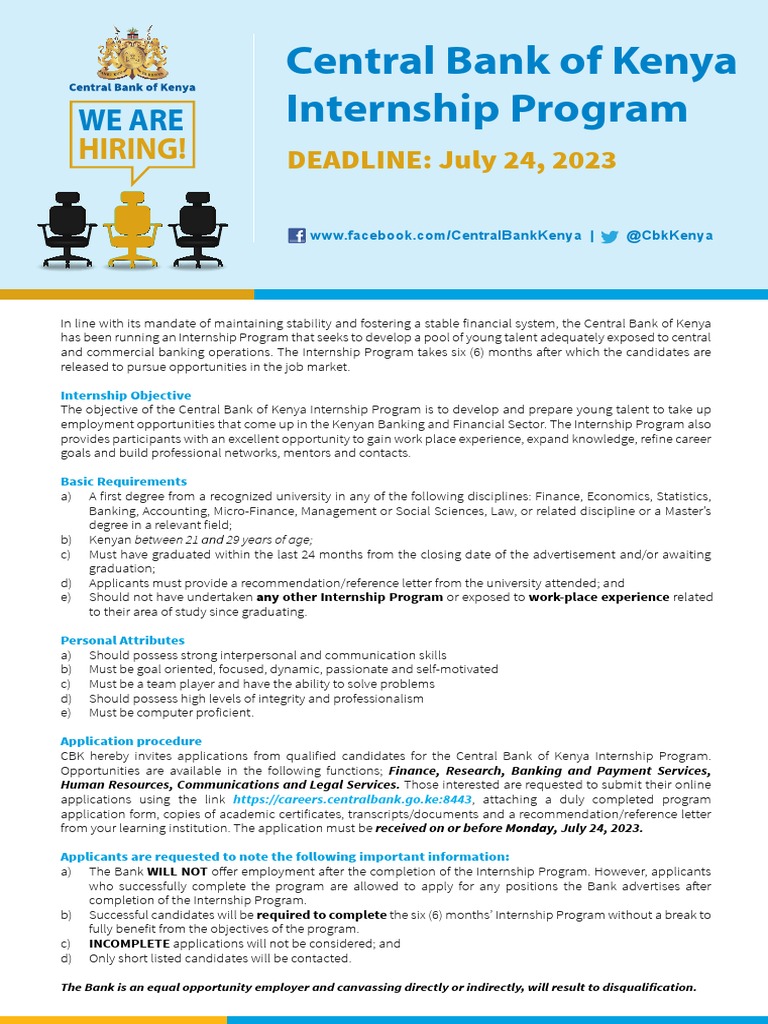 CBK Internship Program 2023 Details | PDF | Internship | Job Hunting