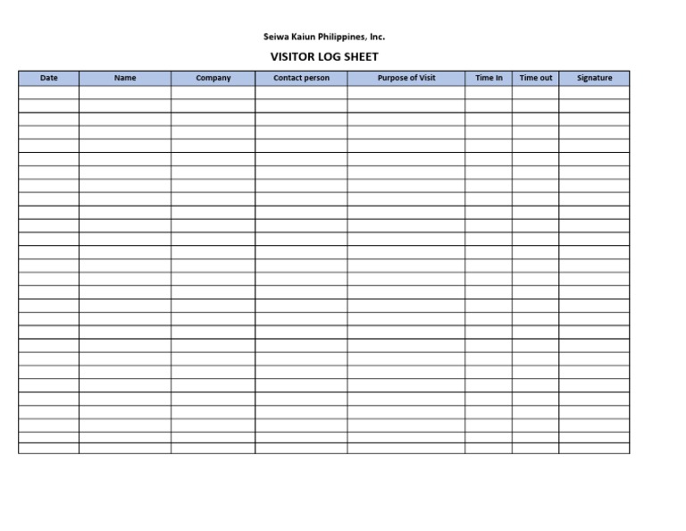 Visitors Logsheet | PDF